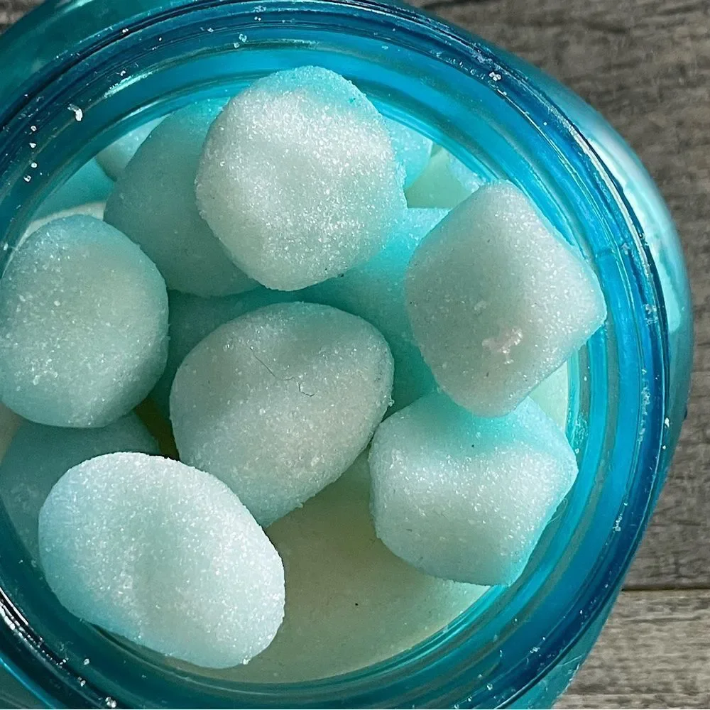 Unique, Vintage, Blue, Jarden Mason Jar ( “Marshmallow” Soap Included)  Decor.